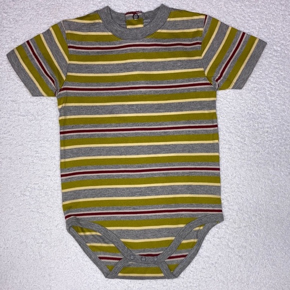 Gymboree Other - Vintage Gymboree grey green maroon striped short sleeve onesie bodysuit